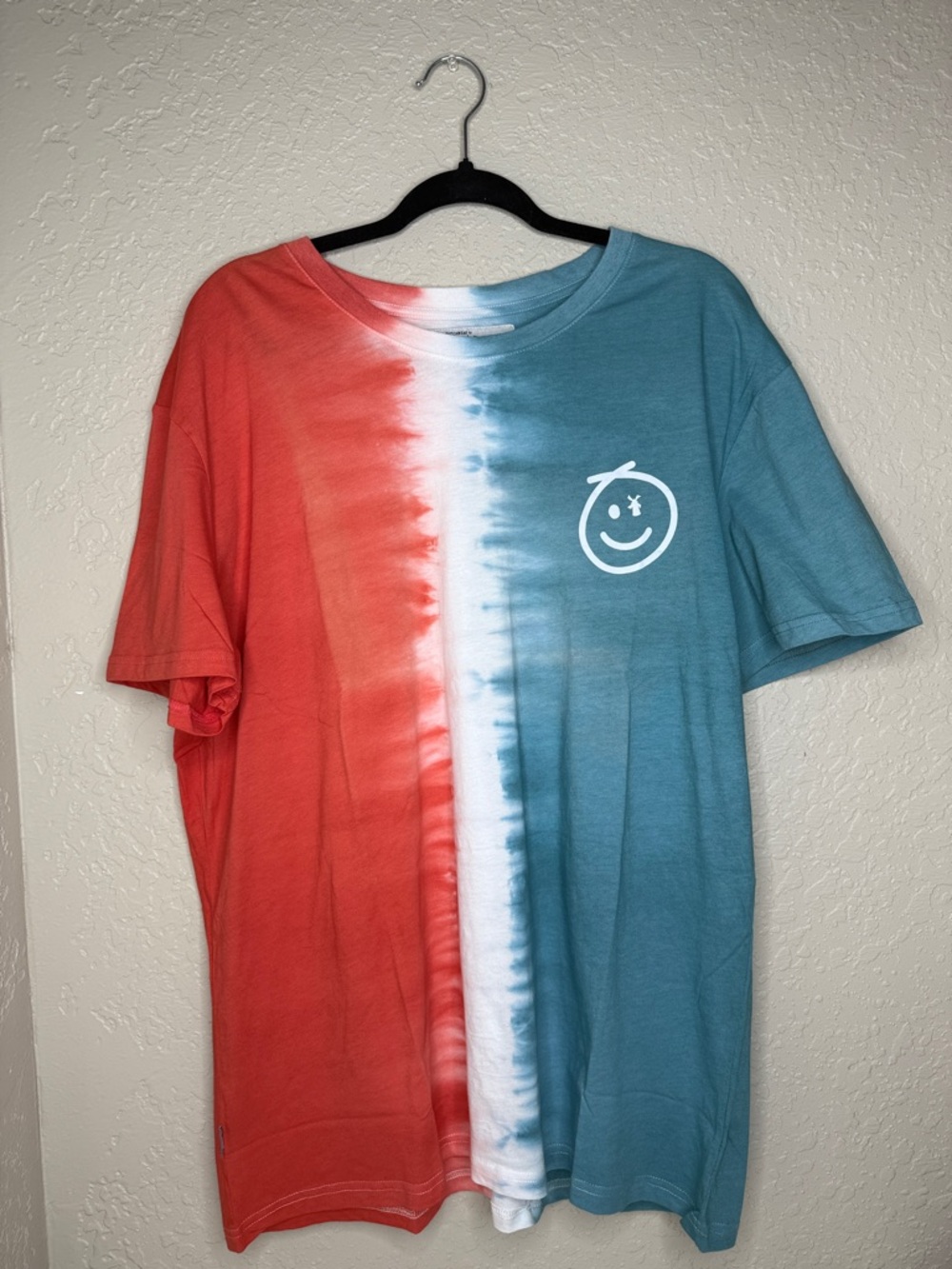 Dutch Bros Tie-Dye Tee in Coral and Aqua